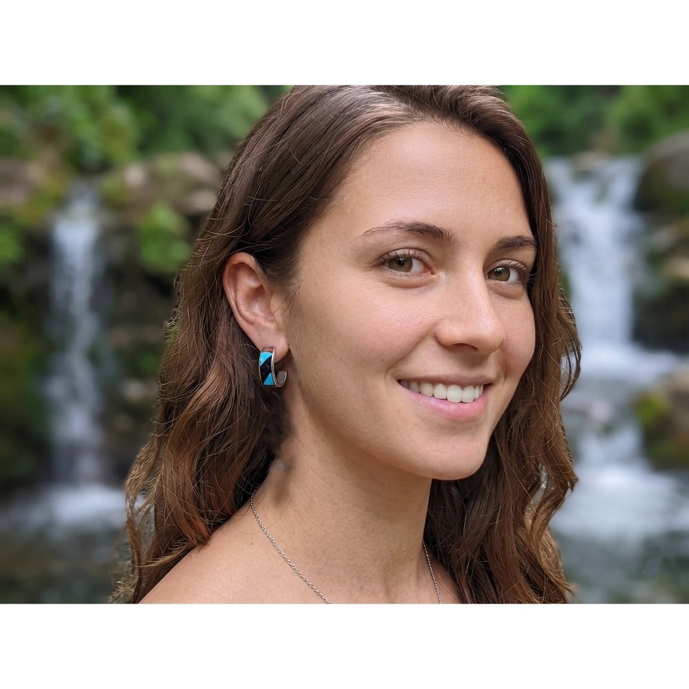 Zuni Multi Stone Half-Loop Inlay Earrings by Delberta Boone Jewelry**